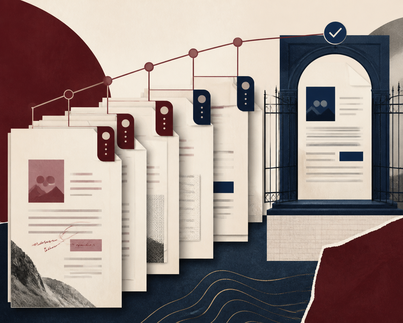 Document-version ledgers for legal support offshore editorial illustration