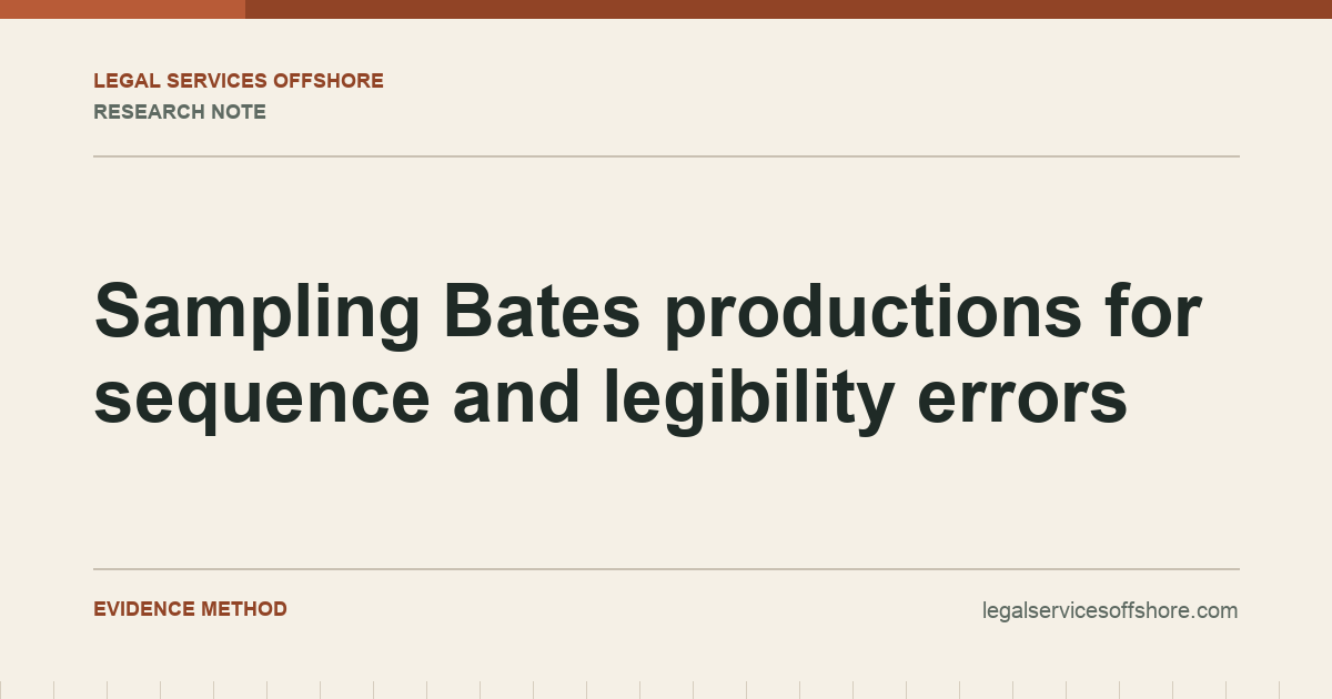 Sampling Bates productions for sequence and legibility errors research illustration