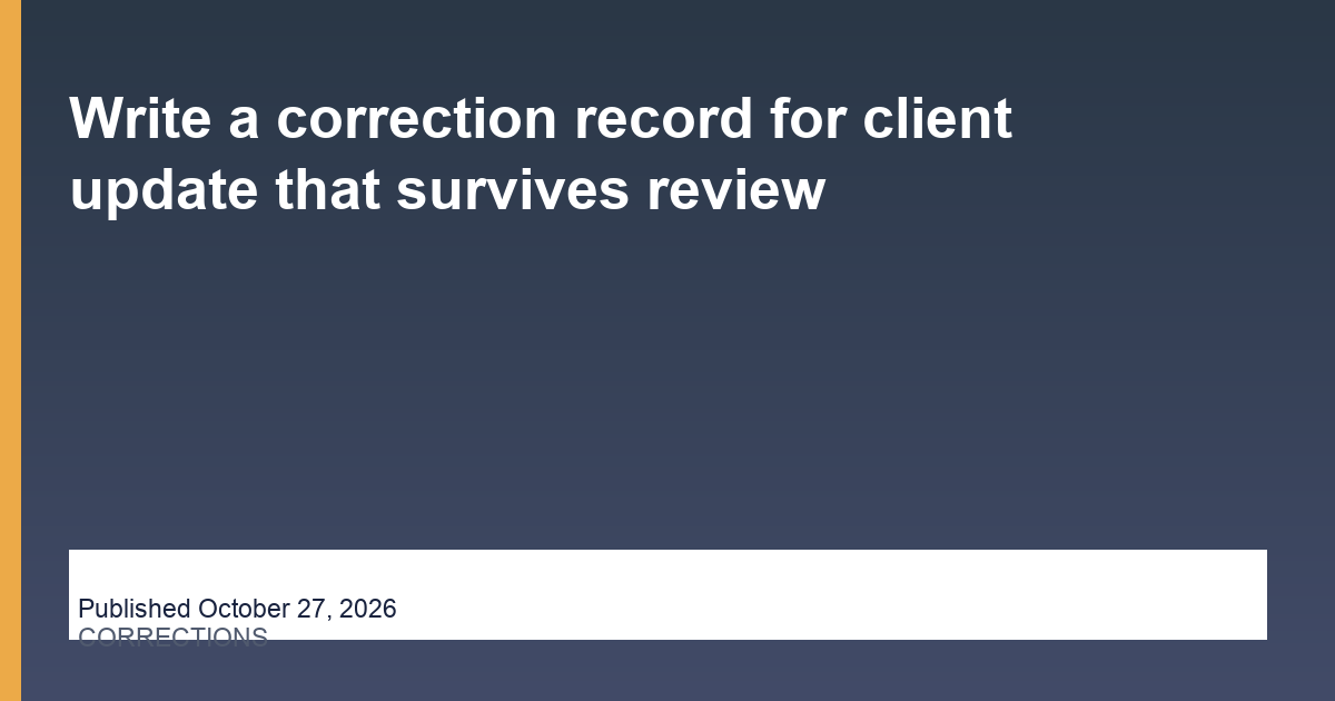 Write a correction record for client update that survives review editorial illustration