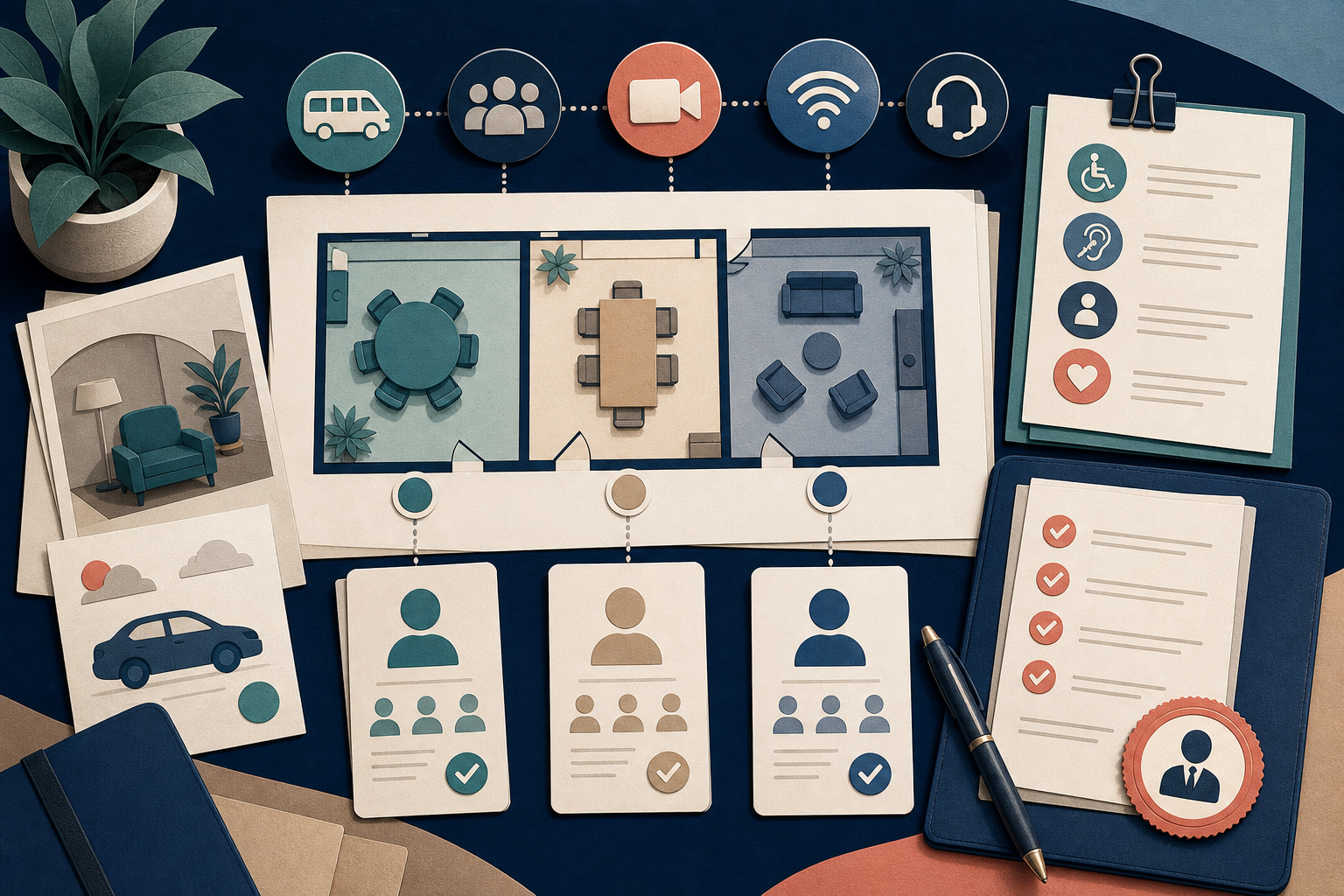 Mediation logistics confirmation logs for offshore legal support editorial illustration