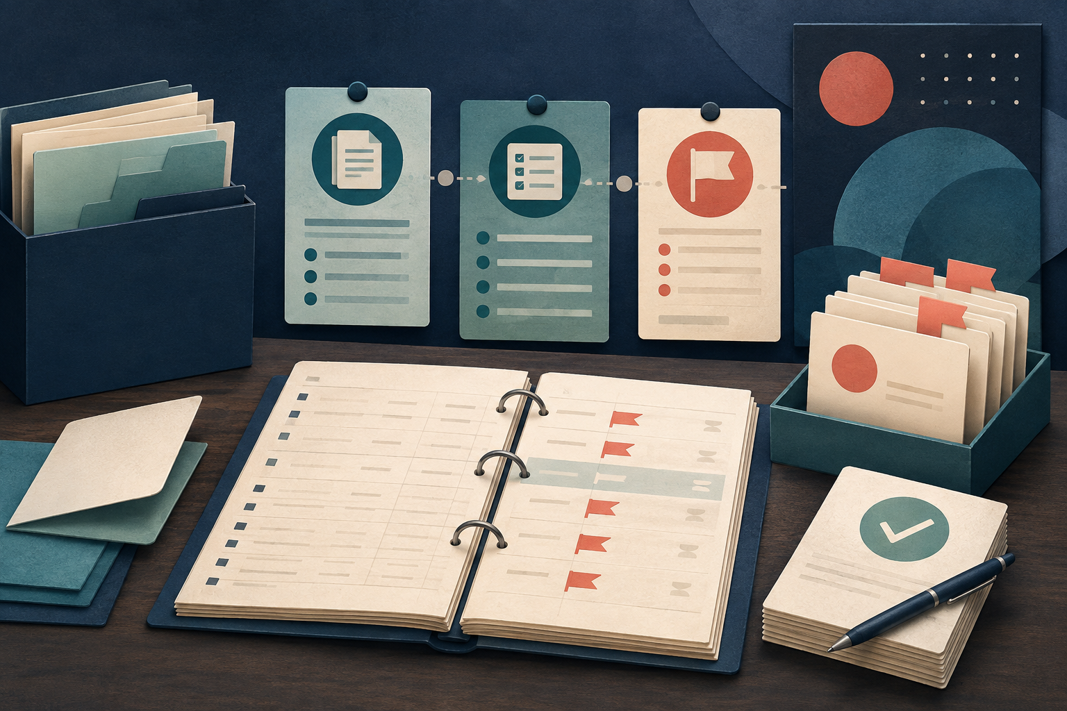 Outside-counsel guideline exception logs with offshore legal support editorial illustration